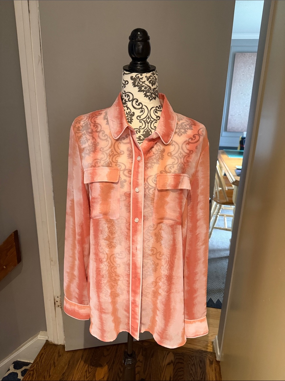 IMNYC Coral Pink Satin Button-Front Shirt